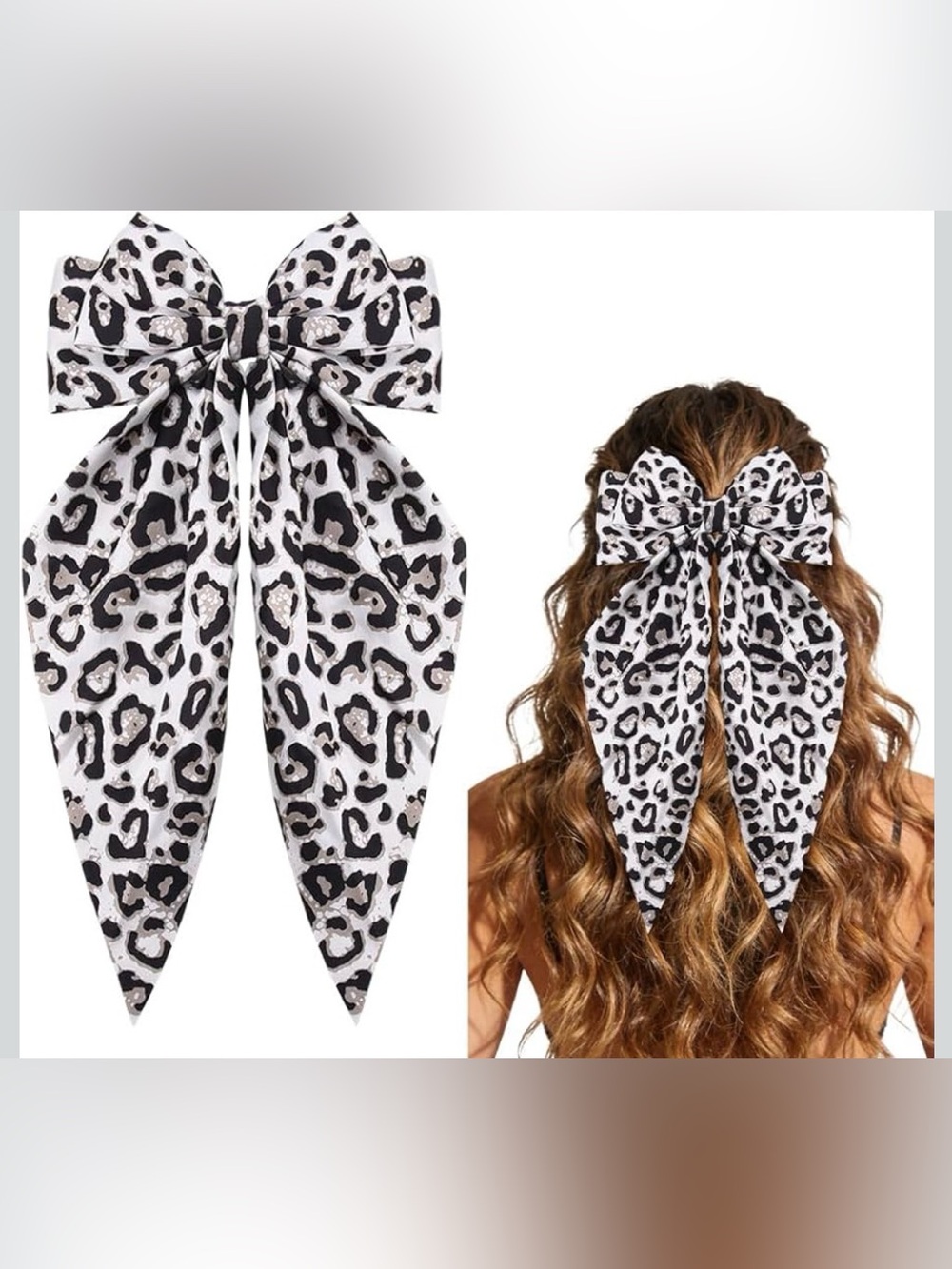 Large Silk Leopard Print Bow - Choose 1 - Picture 4 of 10